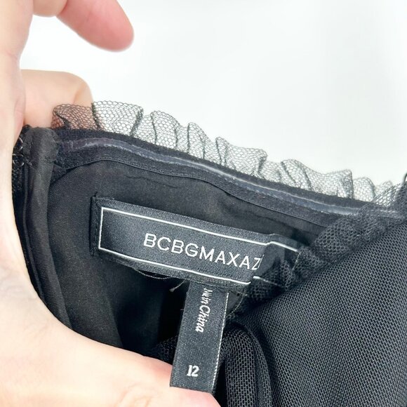 BCBGMaxAzria Corset Tiered Tulle Gown in Black - Picture 7 of 9